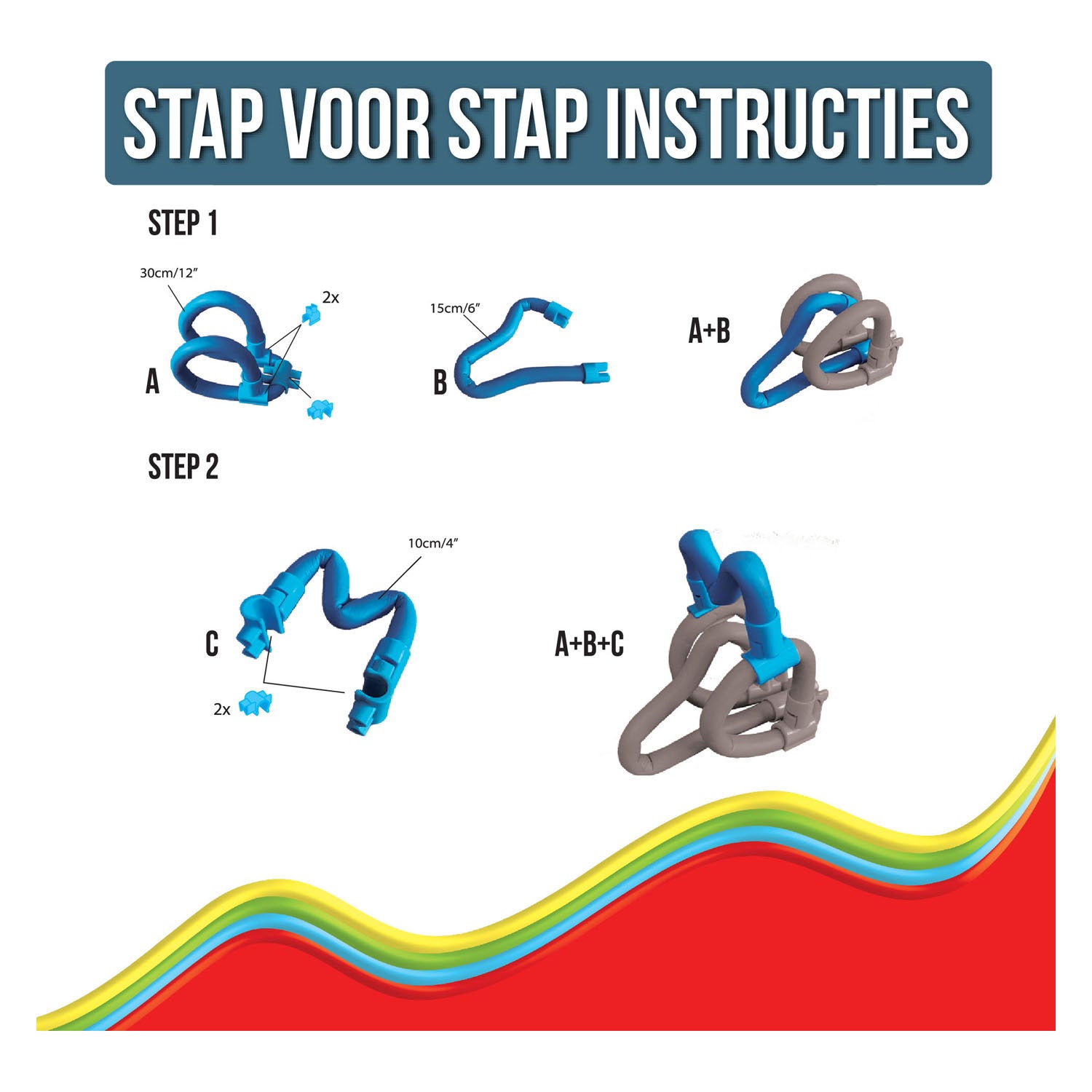 Clics spaghetteez noodle de pup flexibele bouwstaafjes, 34dlg.