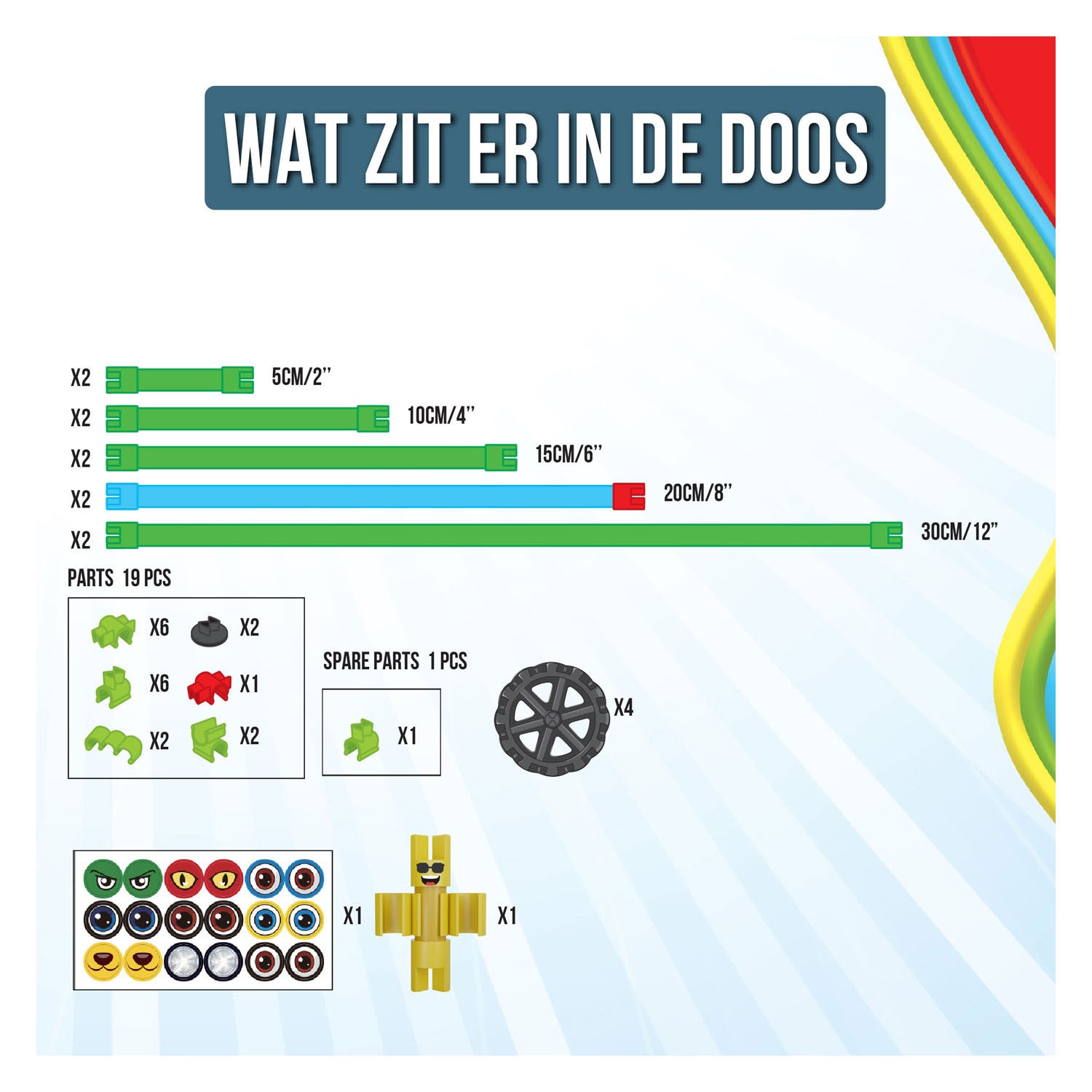 Clics spaghetteez buigbuggy flexibele bouwstaafjes, 34dlg.