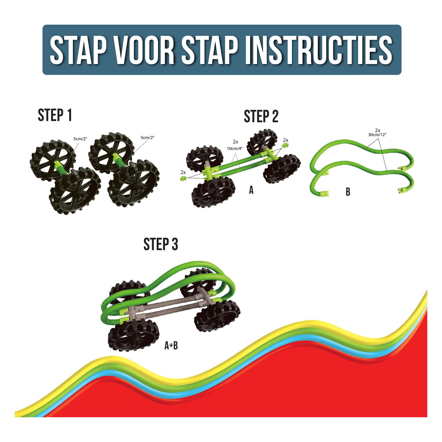 Clics spaghetteez buigbuggy flexibele bouwstaafjes, 34dlg.