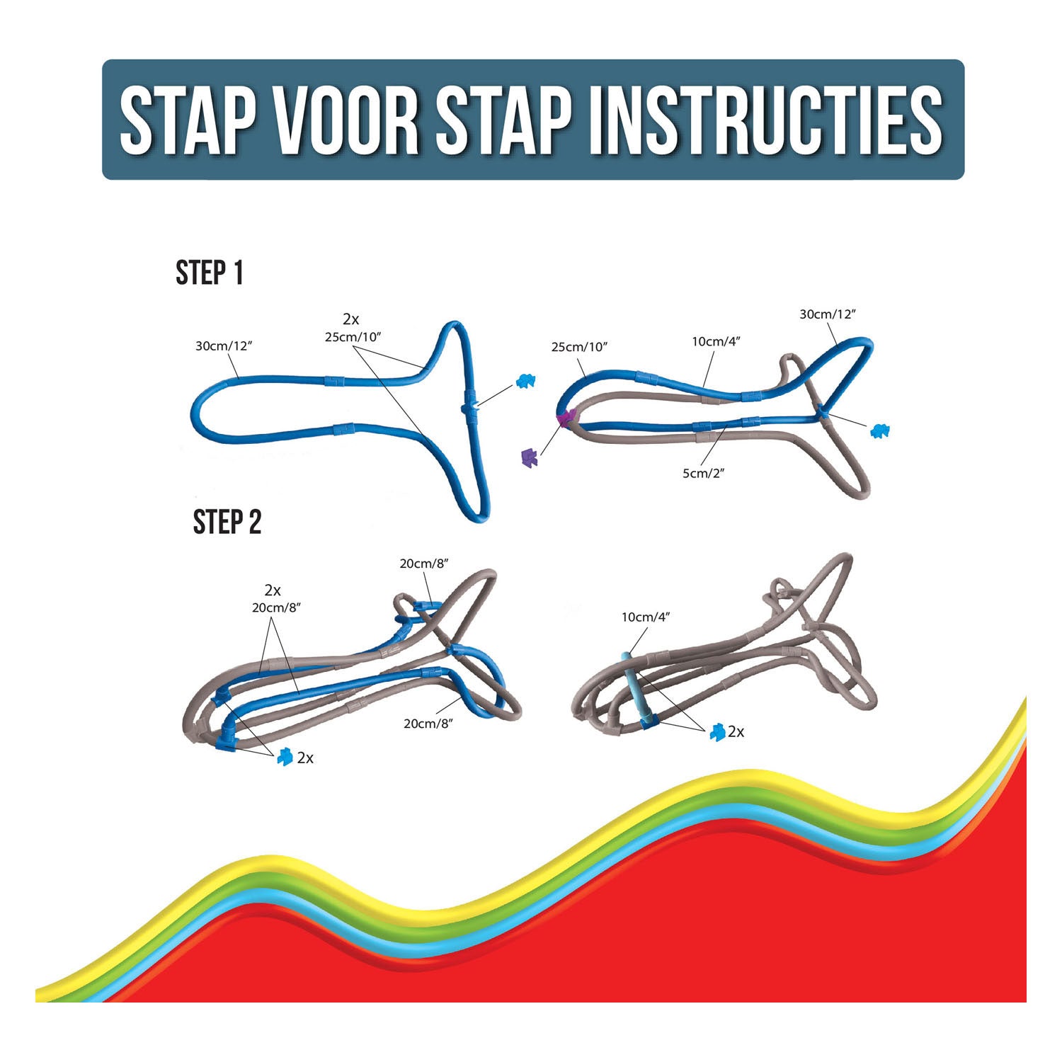 Clics spaghettiez noodle flyer vliegtuig flexibele bouwstaafjes, 76dlg.