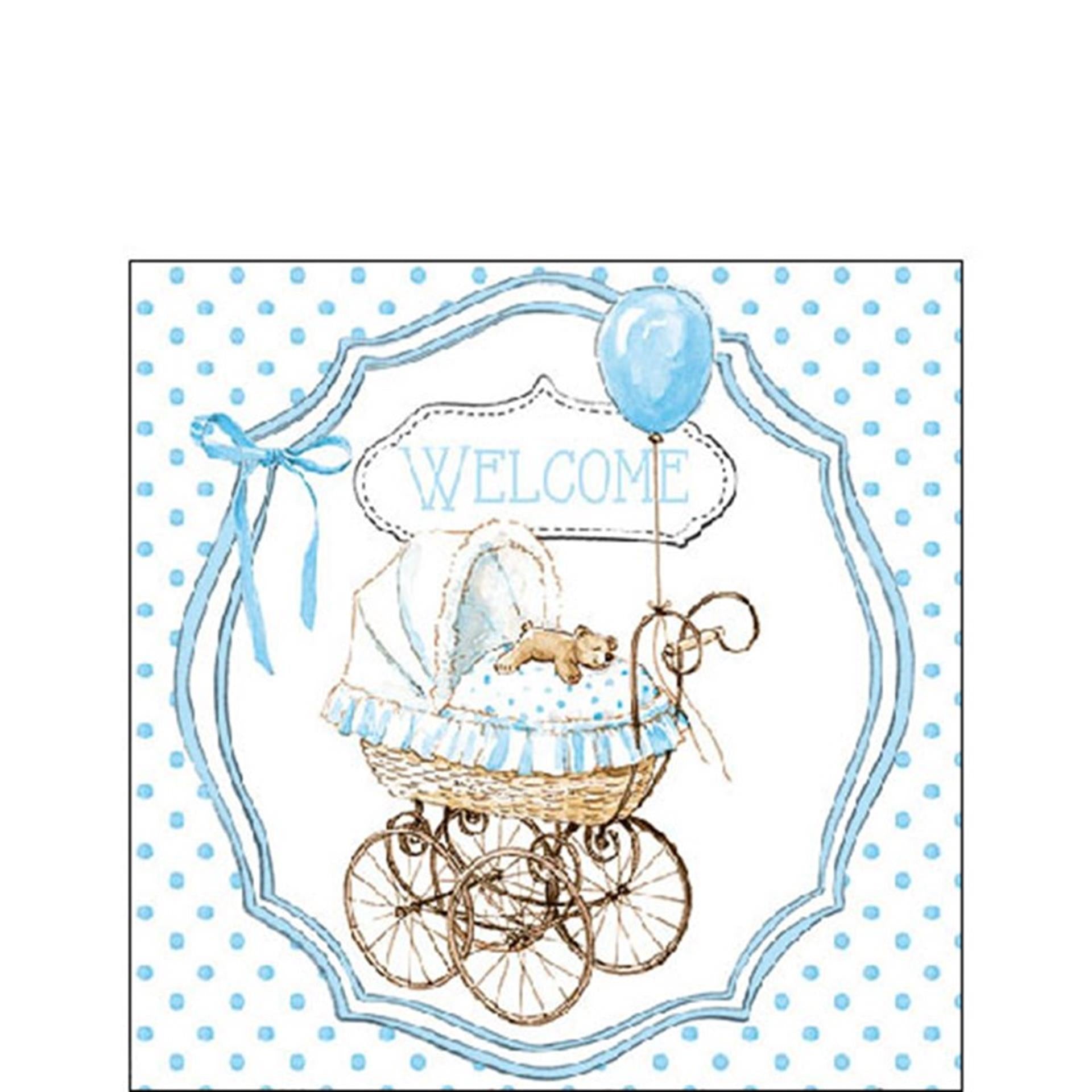 Ambiente servet 25cm welcome blue baby