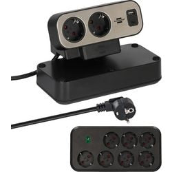 Brennenstuhl ®estilo duplex stekkerdoos met schakelaar en overspanningsbeveiliging (stekkerblok met usb c power delivery voor snel opladen, 1x usb c en 1x usb a, 9x contactdozen, 2m kabel)