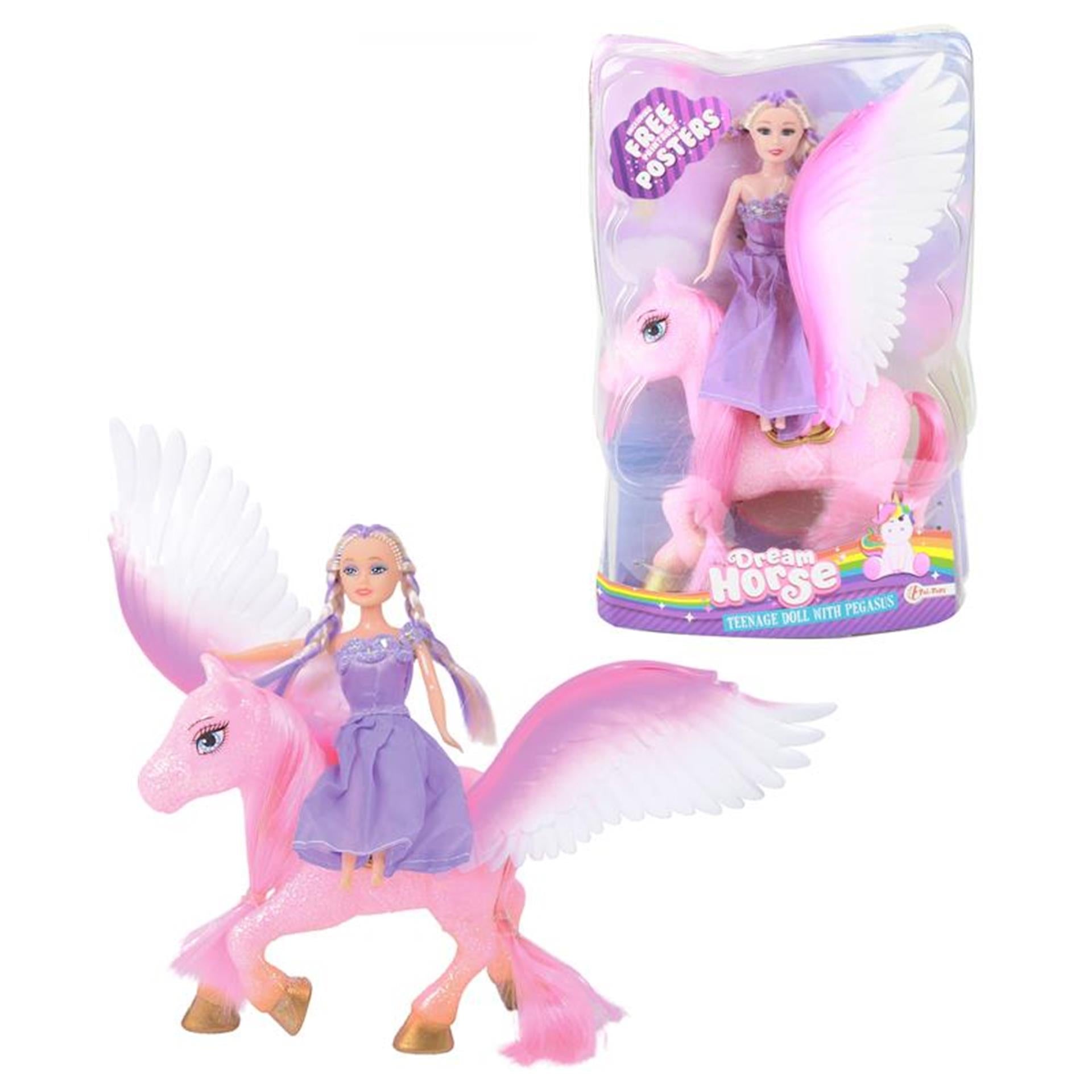 Droompaard Eenhoorn Pegasus met Tienerpop