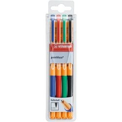 Stabilo pointvisco - rollerball - gel inkt - medium 0,5 mm - etui met 4 kleuren