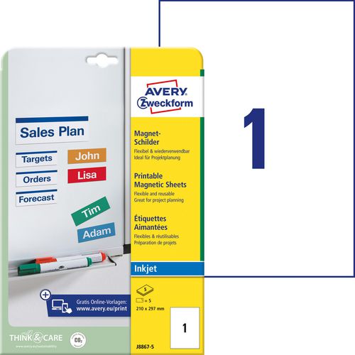 Magneetetiketten avery zweckform 297 x 210 mm wit
