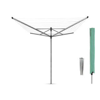Brabantia lift-o-matic 60m + grondanker + schoffels metallic grijs