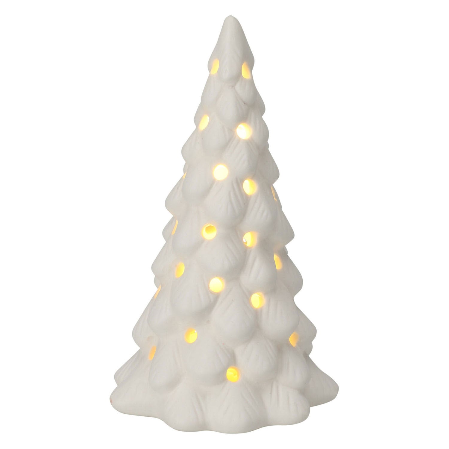 Porseleinen Kerstboom met Led, Set van 6 stuks