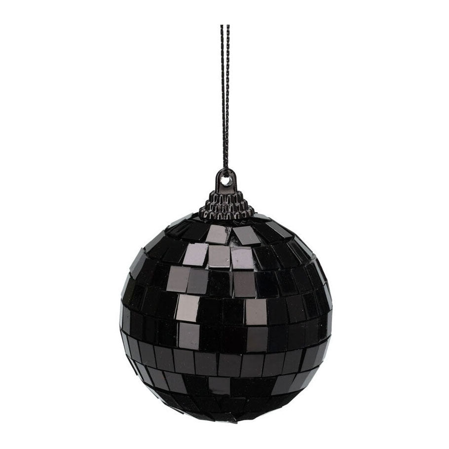 Zwarte kerstbal spiegelbol, 12st.