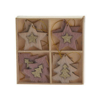 Houten Hangdecoratieset, 8st.