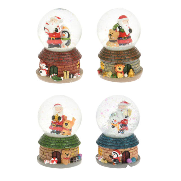 Waterbal met Kerstman met Led, 4,5cm