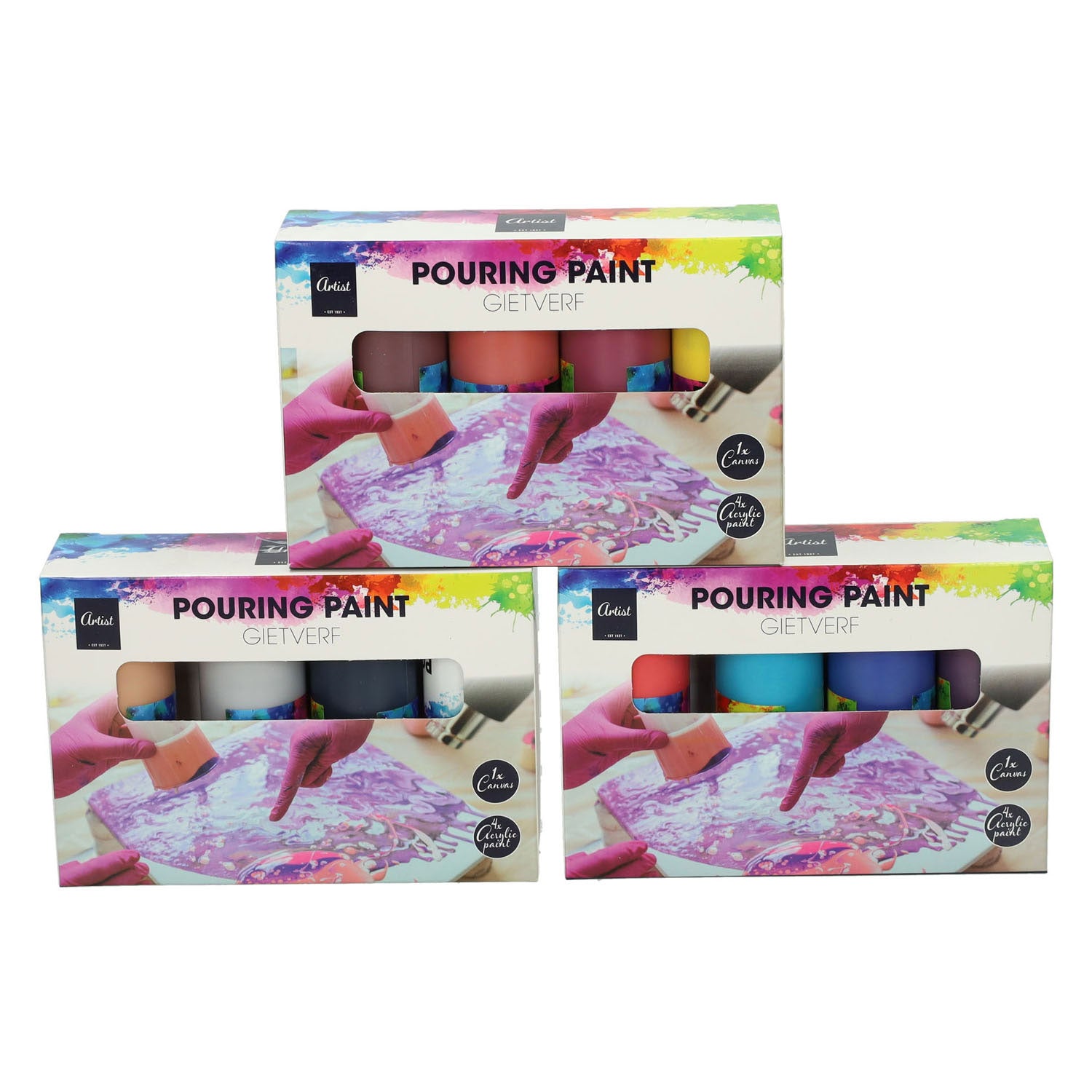 Gietacrylverf, 4 kleuren