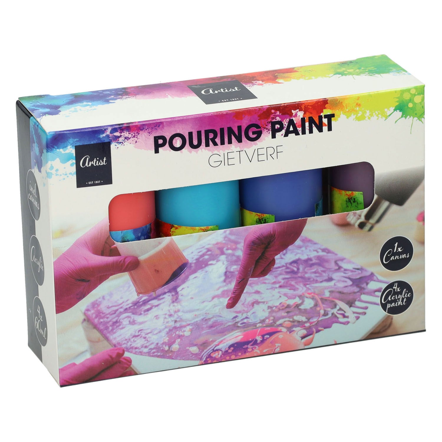 Gietacrylverf, 4 kleuren