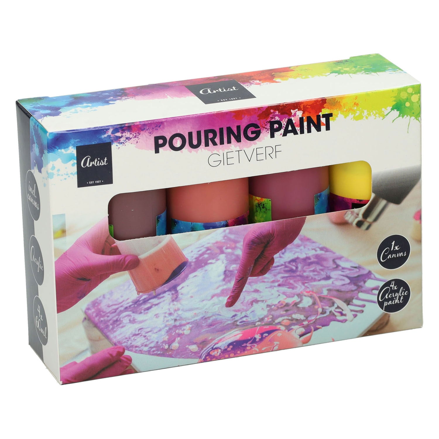 Gietacrylverf, 4 kleuren