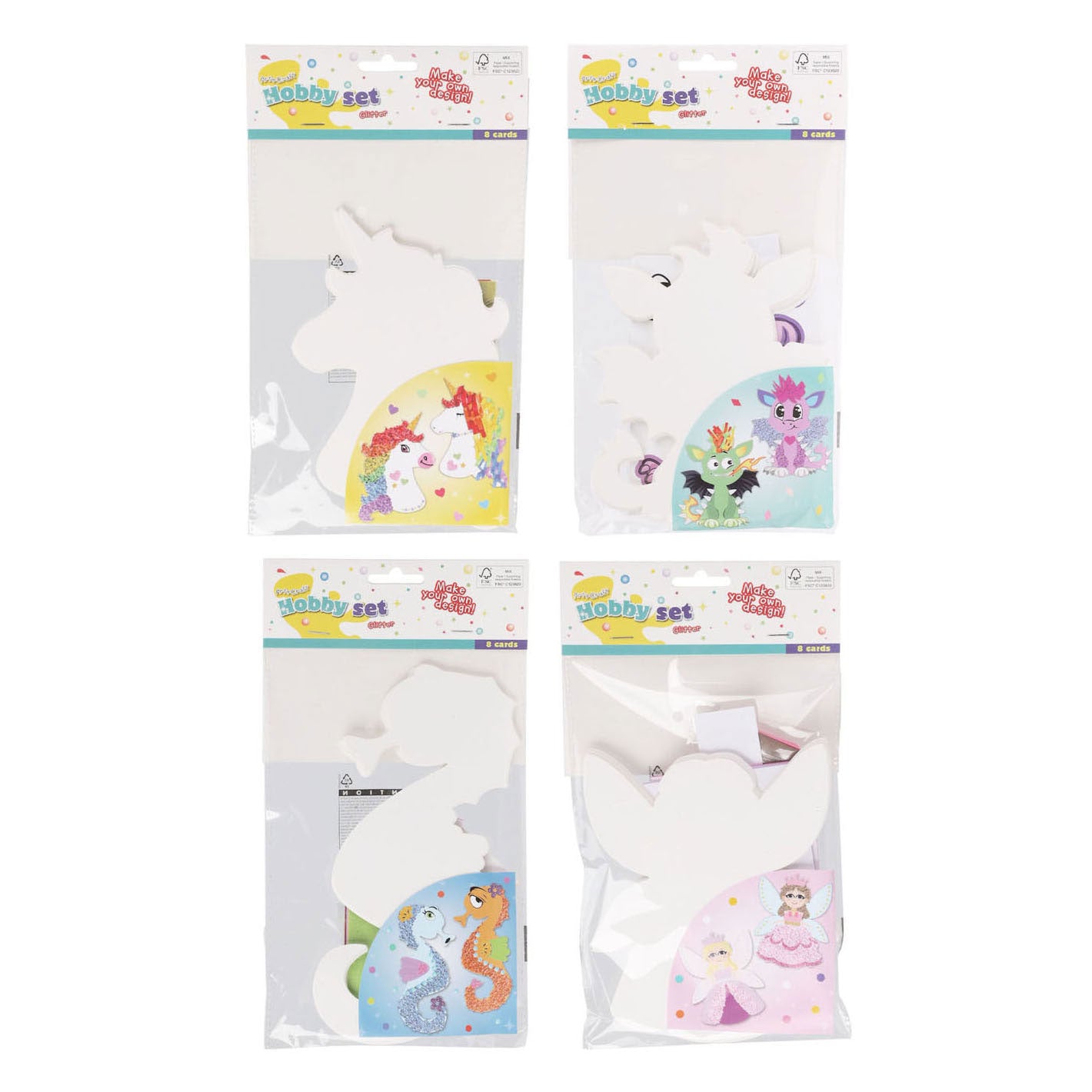 Maak je eigen glitter designkaart, set 8 kaarten