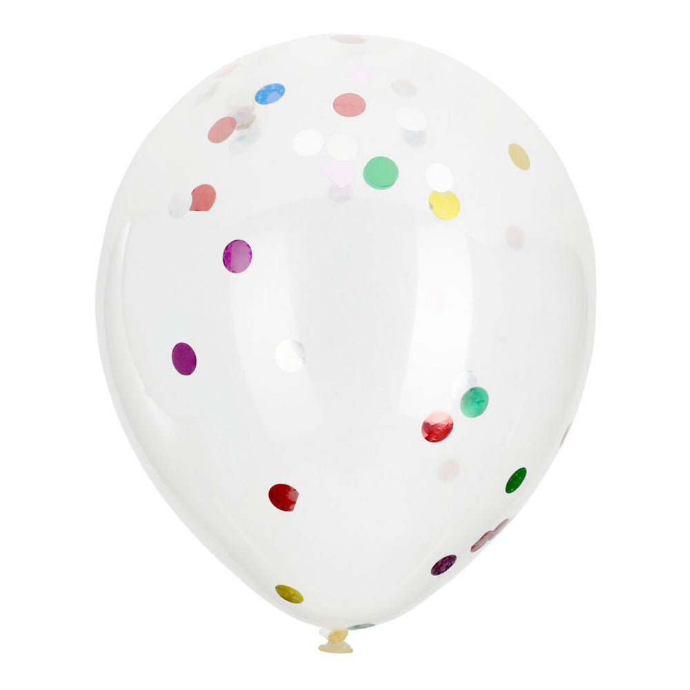 Ballonnen met confetti multi kleuren, 8st.