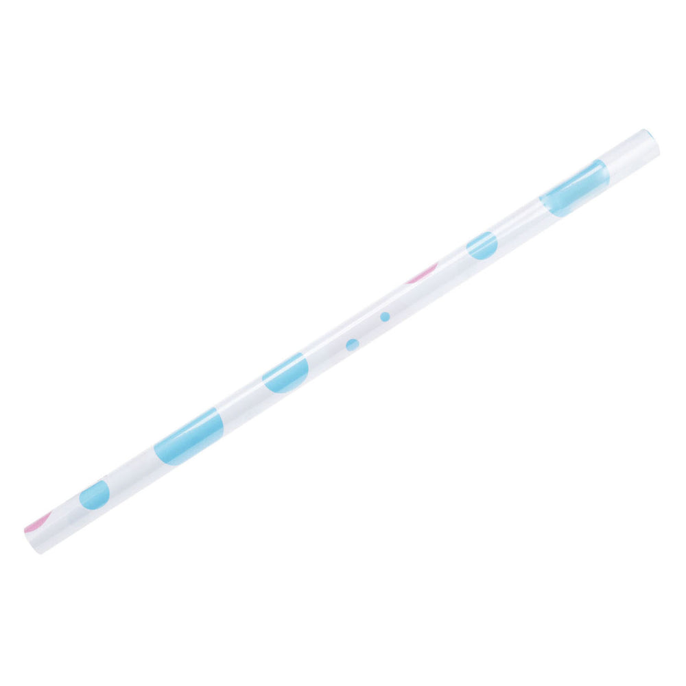 Cadeaupapier blauw roze stippen, 4mtr.