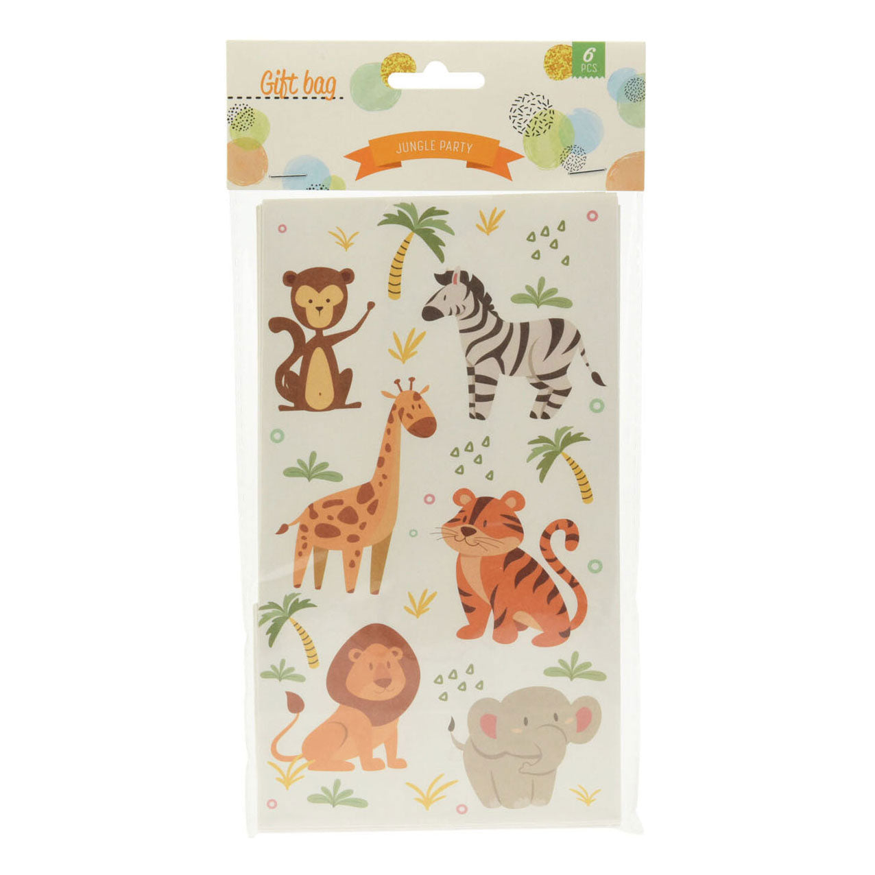 Cadeauzakje papier jungledieren, 6st.
