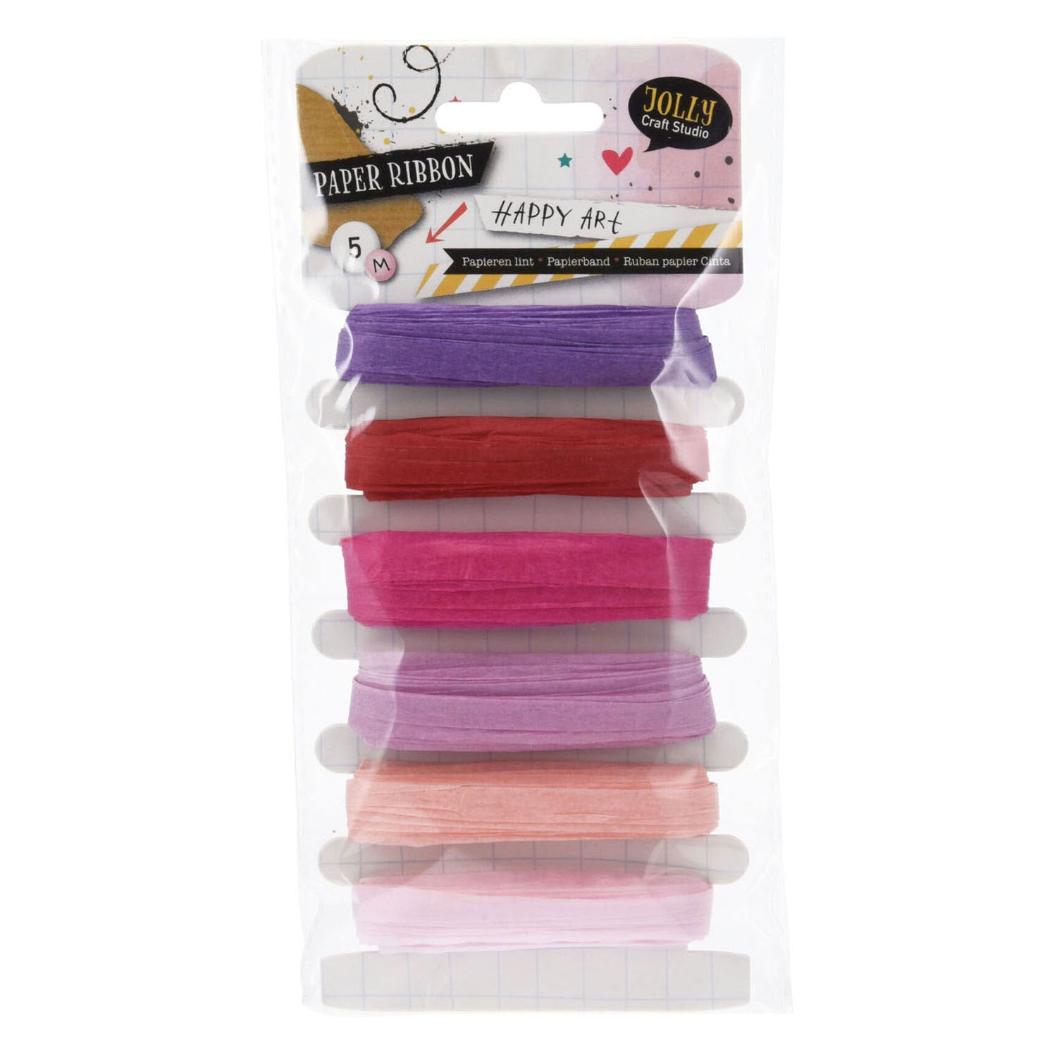 Papieren lint paars en roze tinten, 6x5mtr.