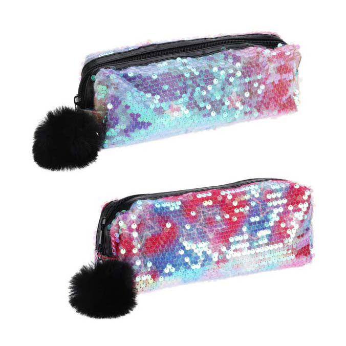 Etui met pailletten en pompon