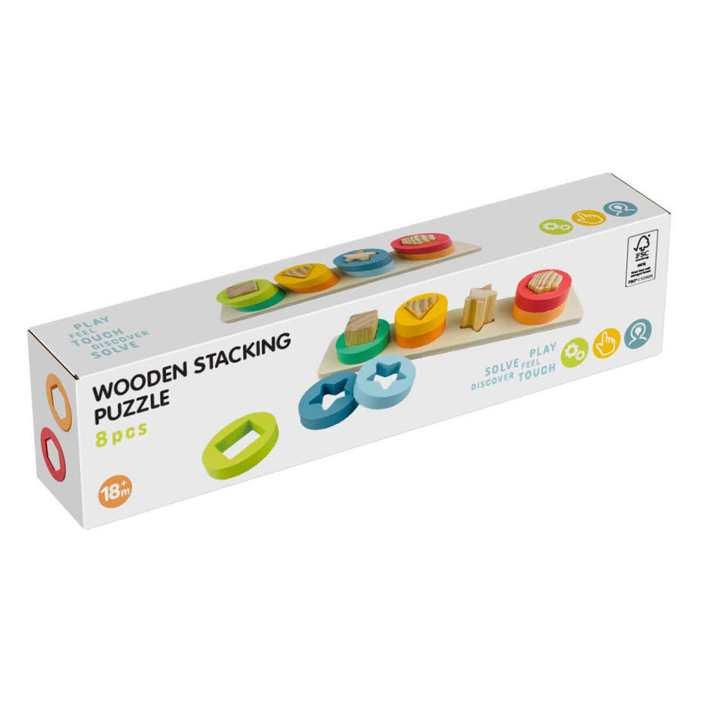 Koopman houten stapelpuzzel educatief speelgoed met vormen 9-delig multicolor.