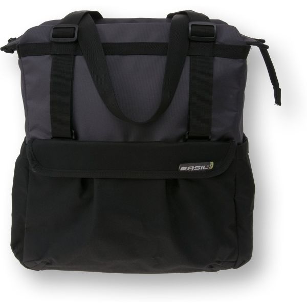 Basil Shopper XL - sporty and trendy bike bag for groceries and the beach, black anthracite, 20L