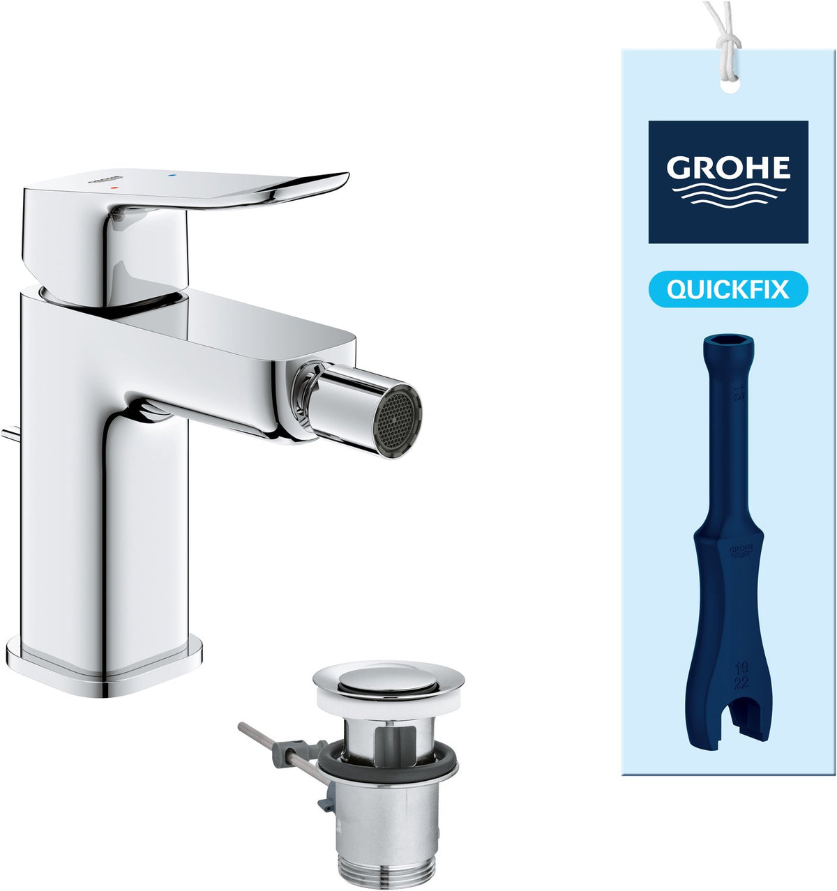 Grohe dice bidetkraan - aquacalibrator - inclusief pop-up waste - chroom