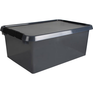 Comfort line opbergbox 45 liter transparant grijs zwart 60 x 40 x 26 cm | 2 stuks