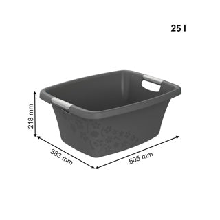 Rotho wasmand 25 liter bloemen grijs