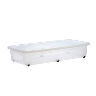 Iris opbergbak 35l 40x80x16 cm met deksel en wieltjes | 2 stuks