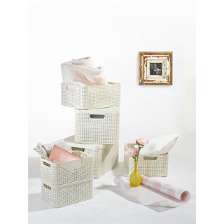 Curver style mandje 6l deksel vintage wit