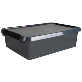 Comfort line opbergbox 32 liter transparant grijs zwart 60 x 40 x 18 cm | 2 stuks