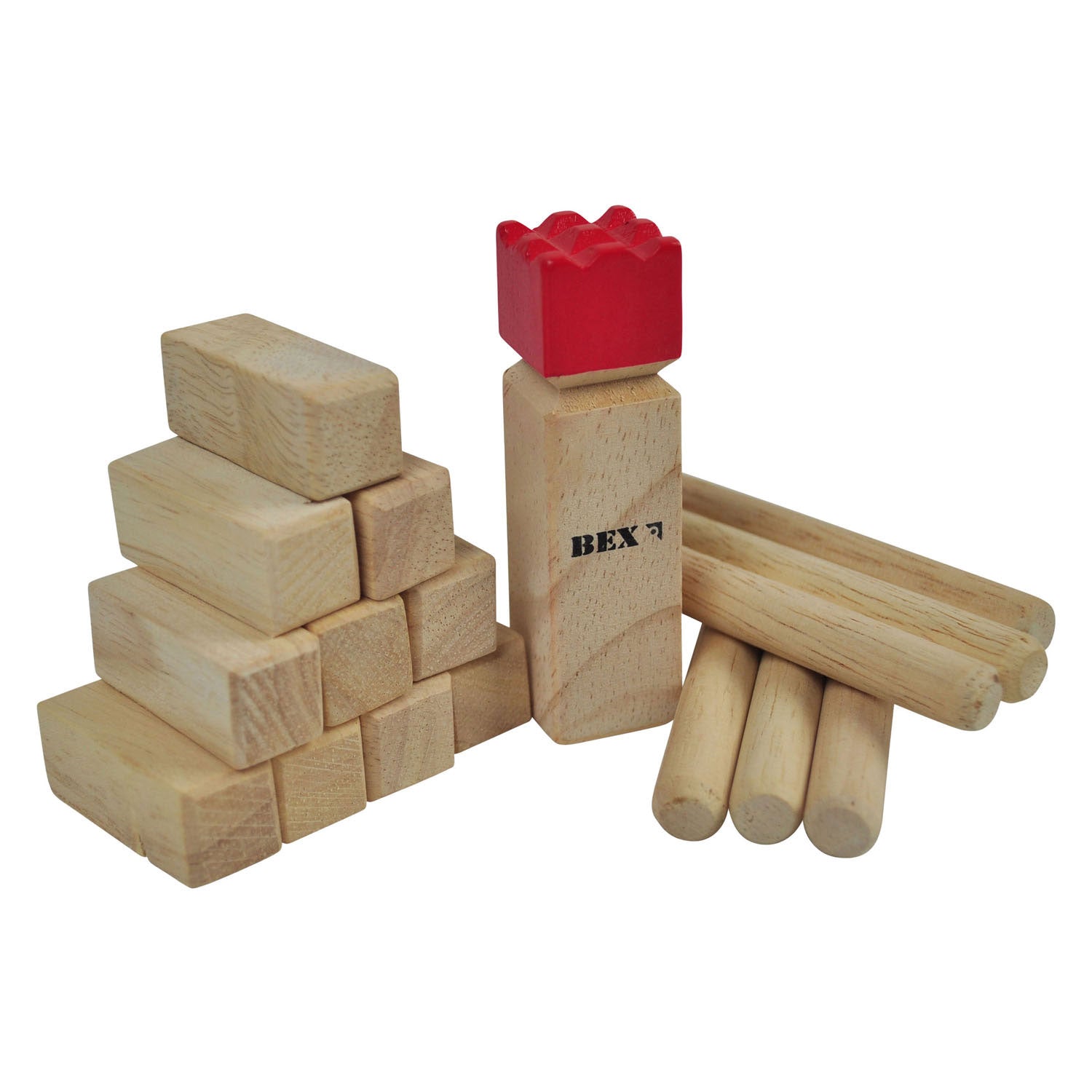 Mini Kubb Origineel rubberhout in kleurendoos