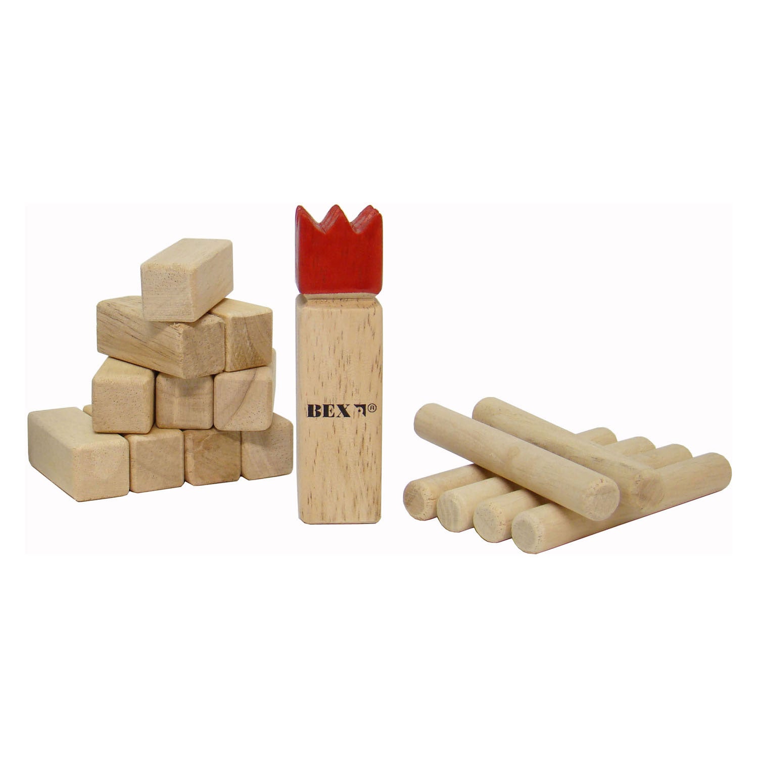 Mini Kubb Origineel rubberhout in kleurendoos