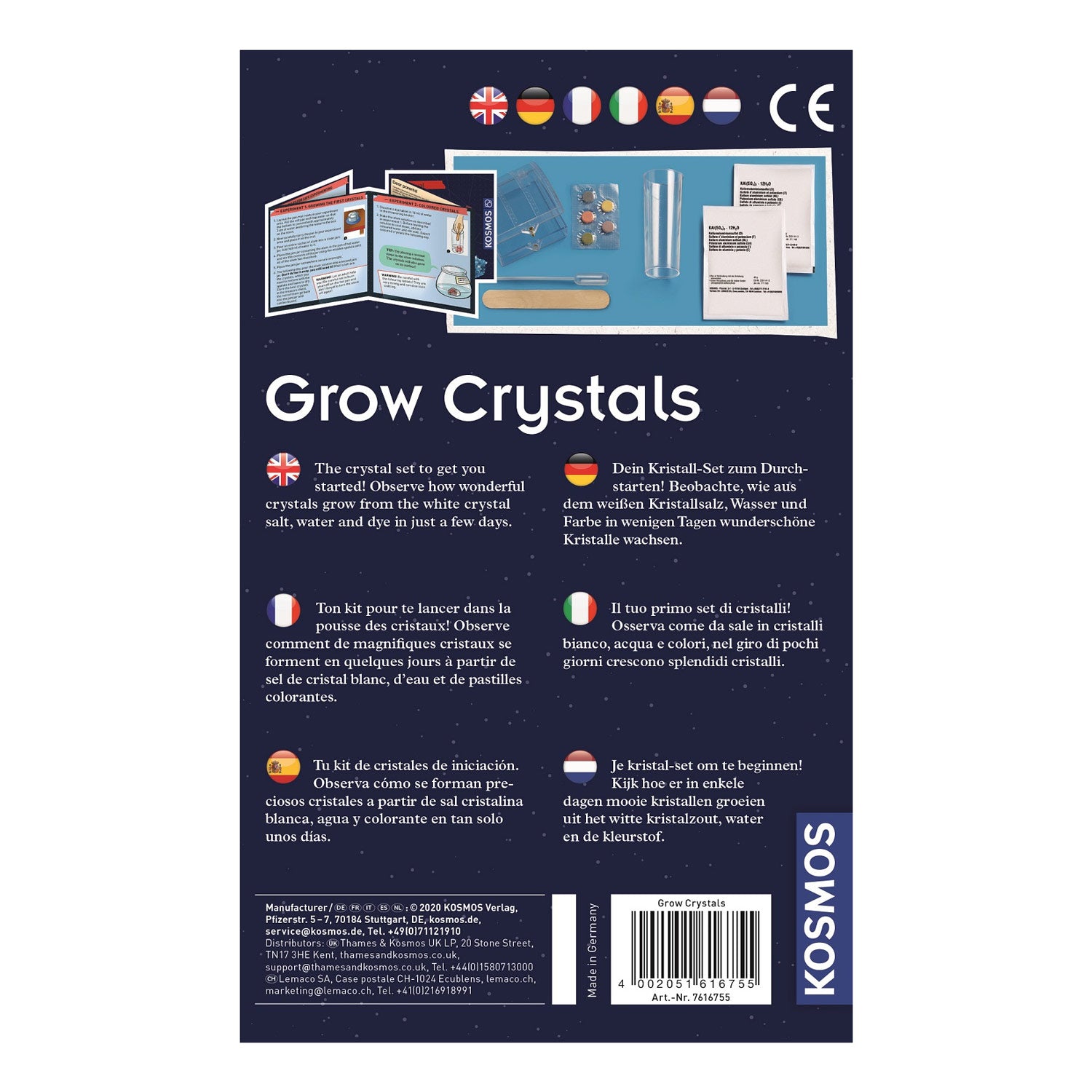 Kosmos grow crystals – experimenteerset – kweek je eigen kristallen – inclusief groeistation en kristalpoeder – kristallen kweken