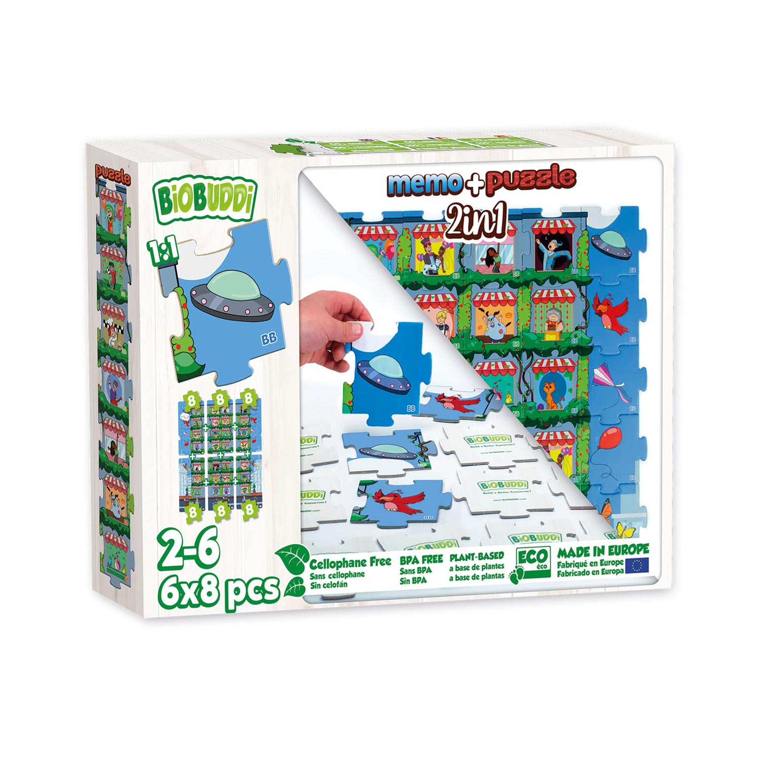 BiOBUDDi 2in1 Puzzel en Memo Stadsleven
