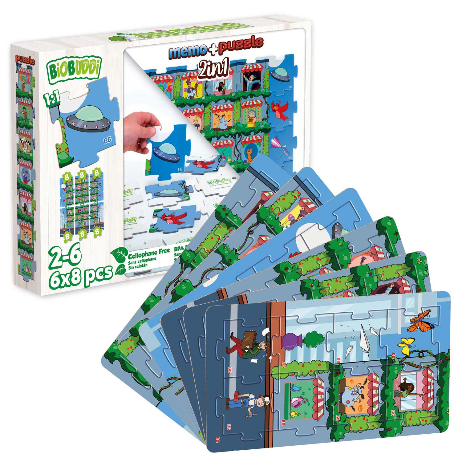 BiOBUDDi 2in1 Puzzel en Memo Stadsleven