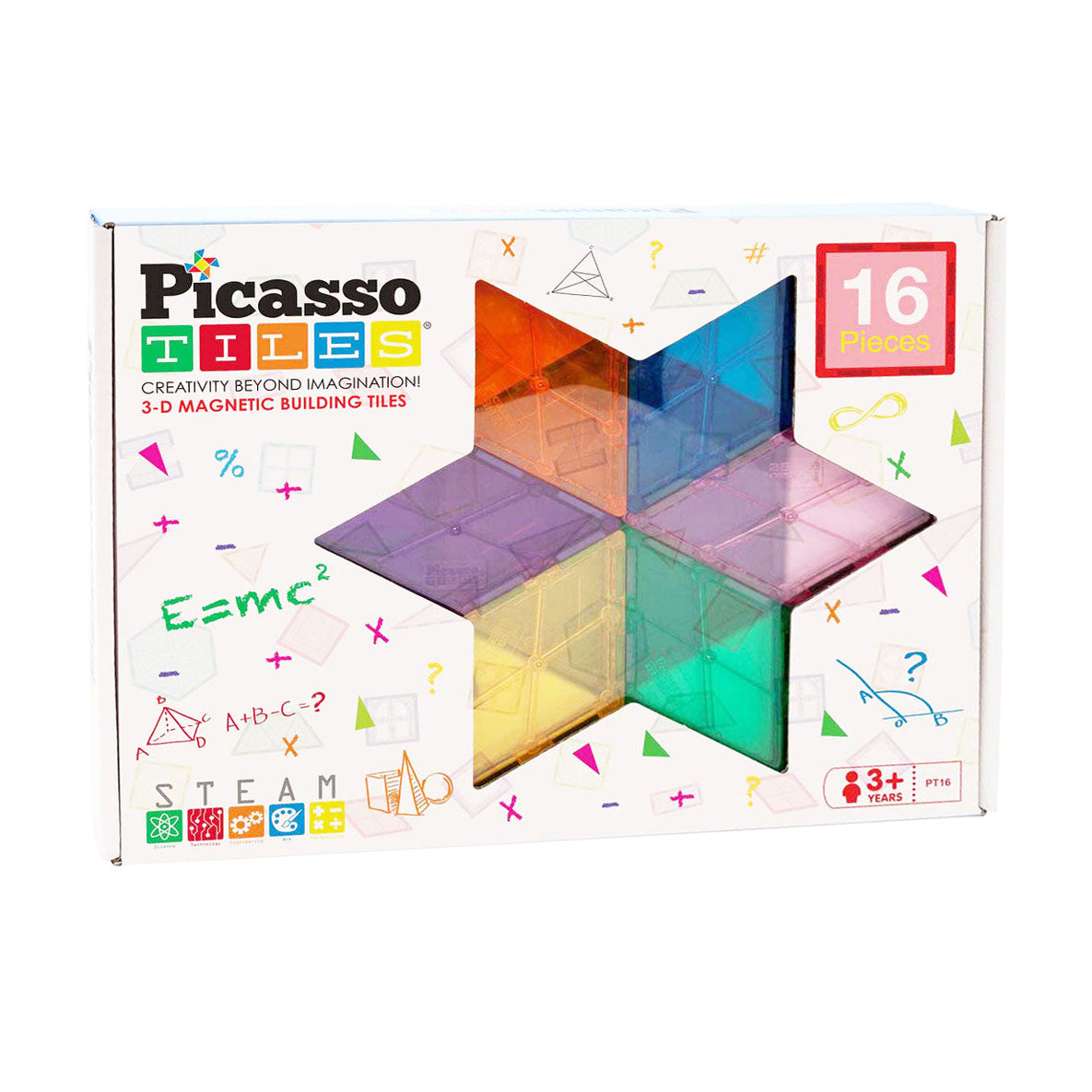 Picasso tiles tactic - constructiespeelgoed - magnetic tiles - magnetische tegels - geometry set - stem speelgoed - creatief bouwspeelgoed - 16-delig - vanaf 3 jaar