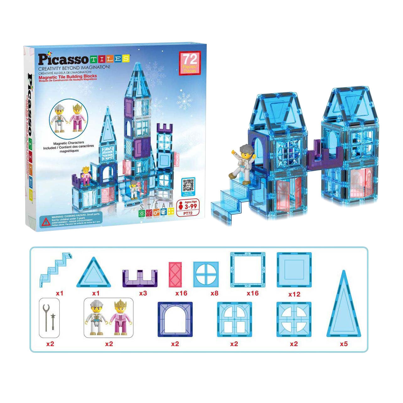 Picasso tiles tactic - constructiespeelgoed - magnetic tiles - magnetische tegels - winter thema - stem speelgoed - creatief bouwspeelgoed - 72-delig - vanaf 3 jaar