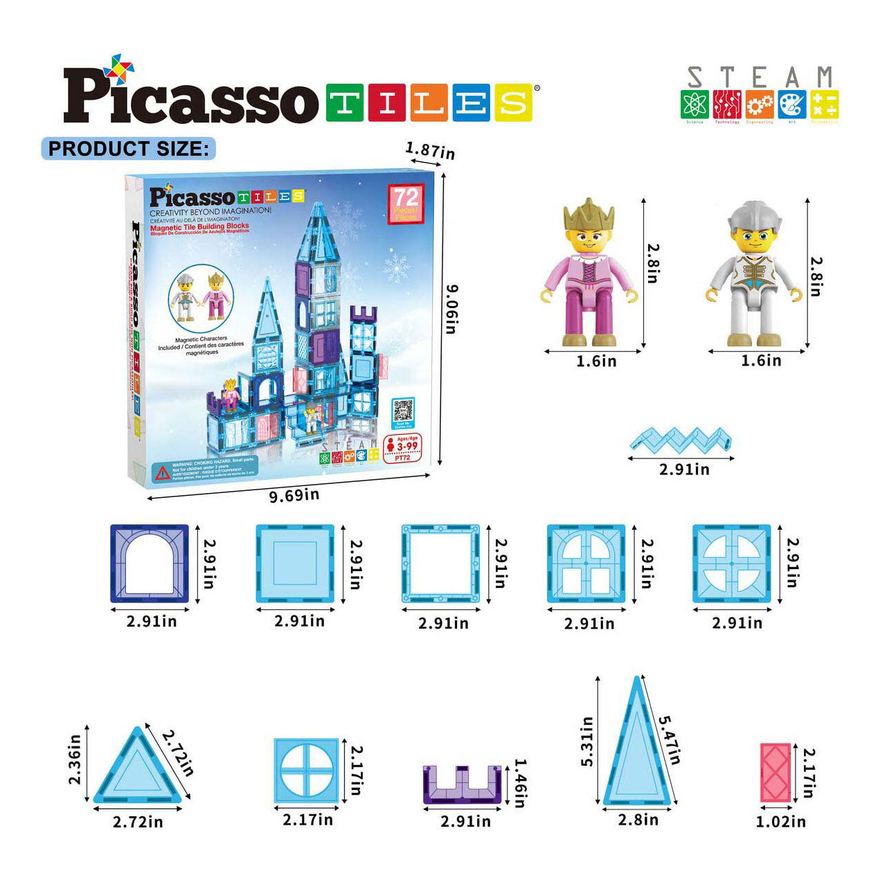 Picasso tiles tactic - constructiespeelgoed - magnetic tiles - magnetische tegels - winter thema - stem speelgoed - creatief bouwspeelgoed - 72-delig - vanaf 3 jaar