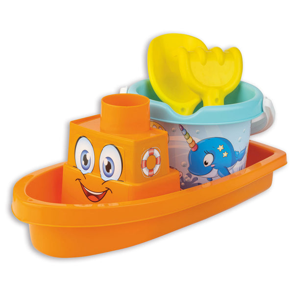 Androni Happy Fish Bucket Set 4-piece - Orange with Fish Print