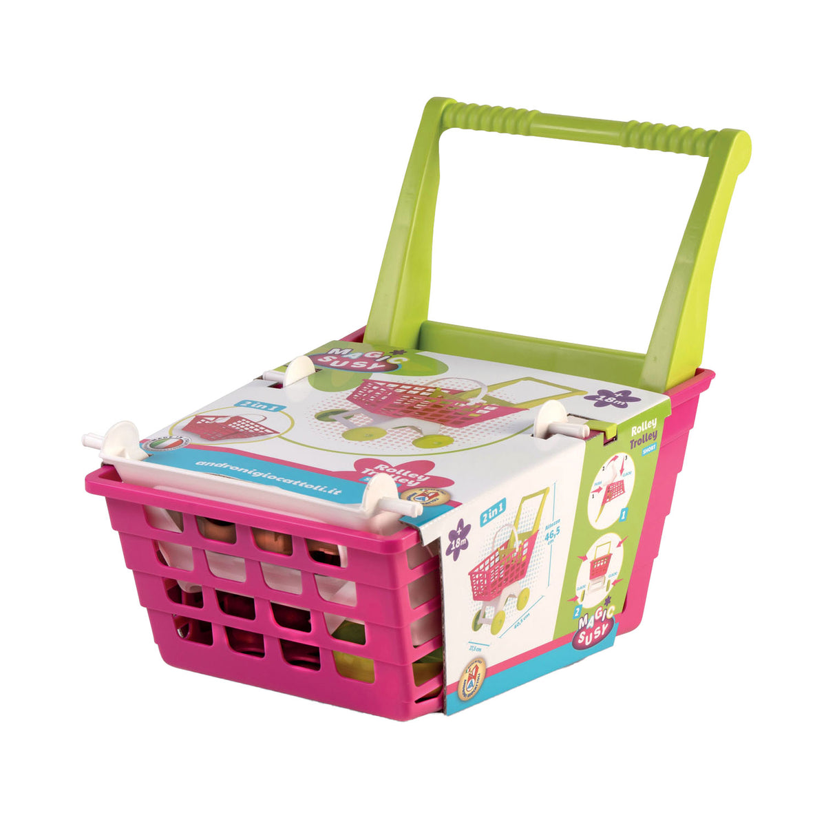 Androni giocattoli winkelwagen roze groen