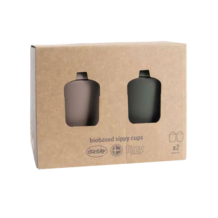 Dantoy anti-knoei drinkbekers mokka olijfgroen, 2dlg.