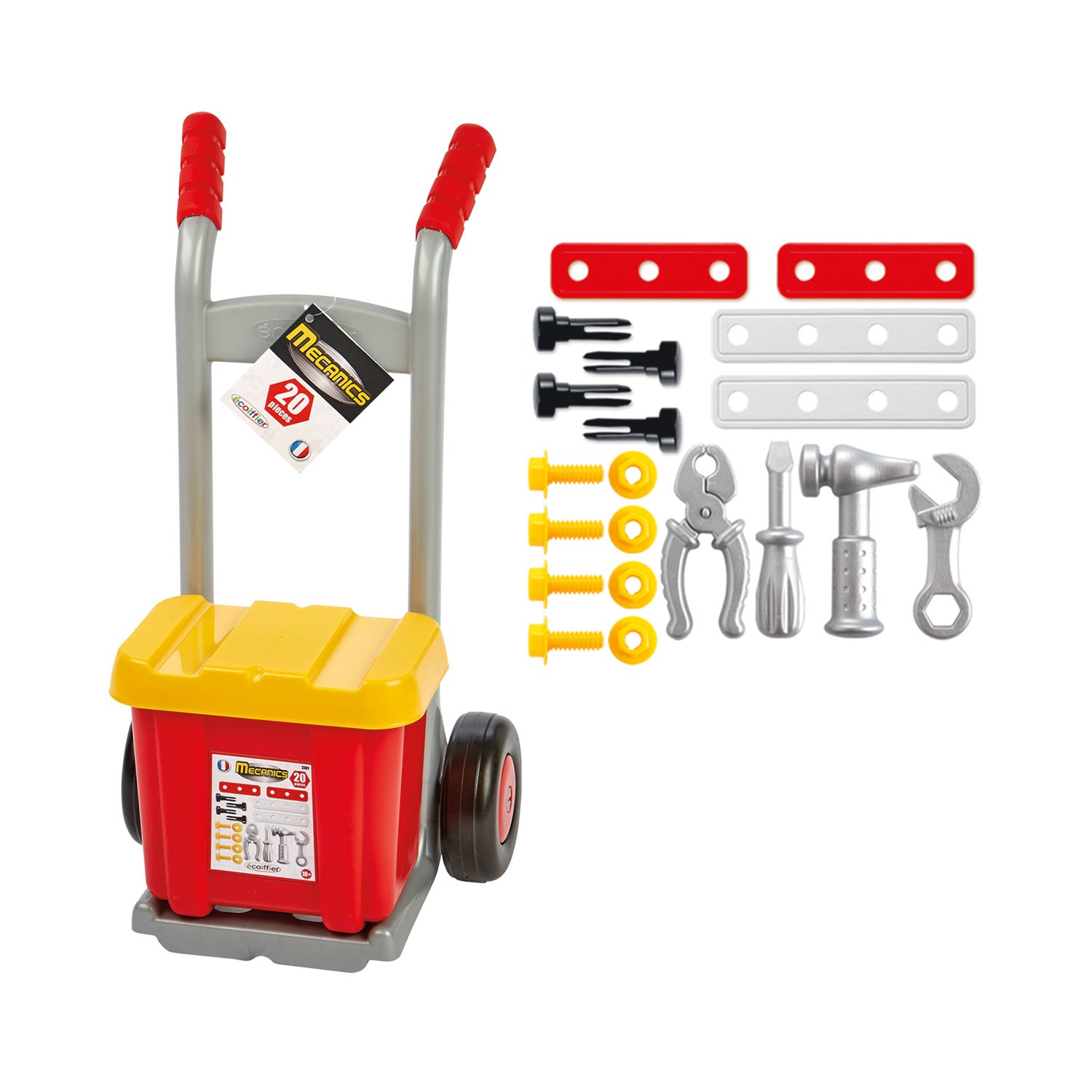 Ecoiffier monteurs steekwagen met gereedschapskist