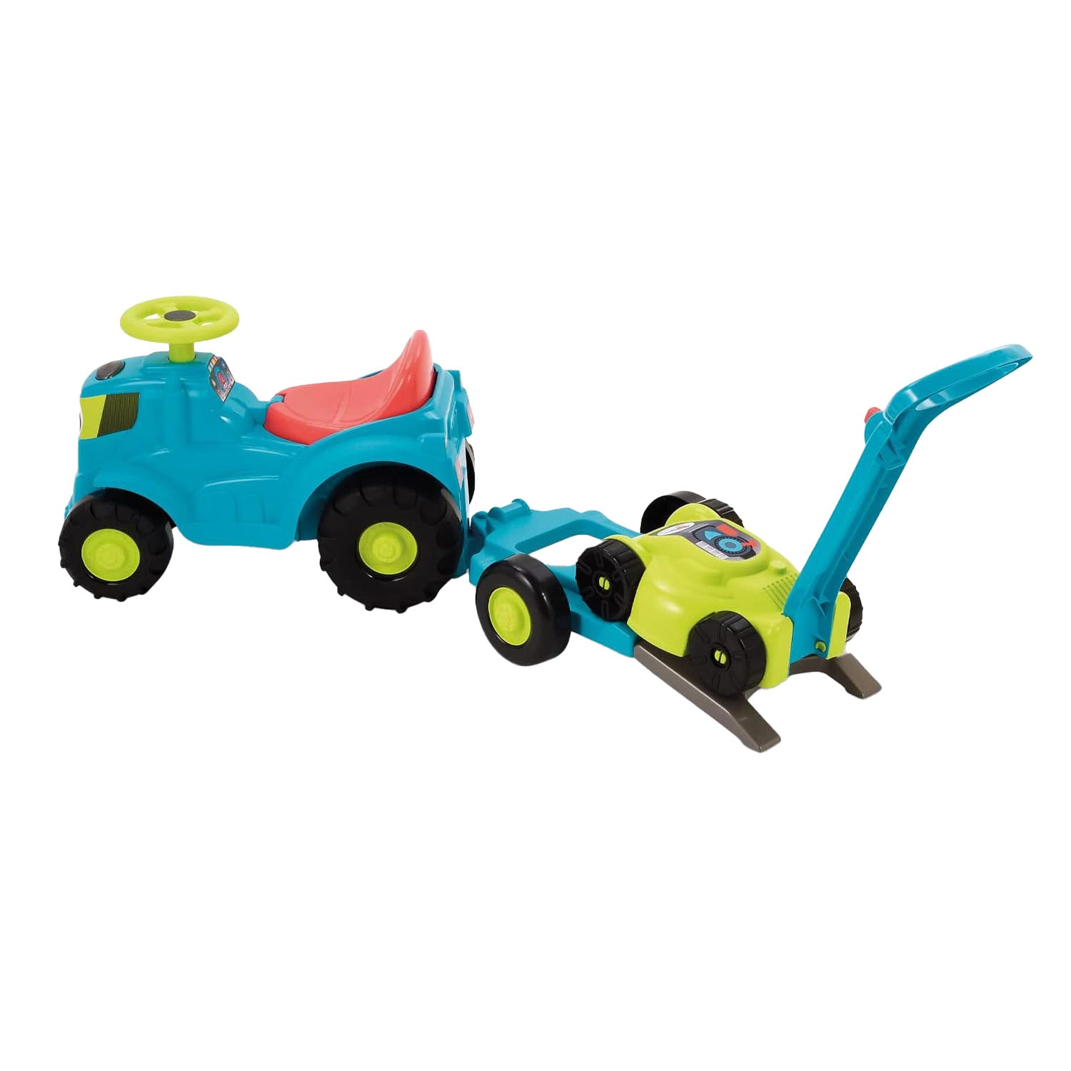 Ecoiffier tractor met aanhanger en grasmaaier