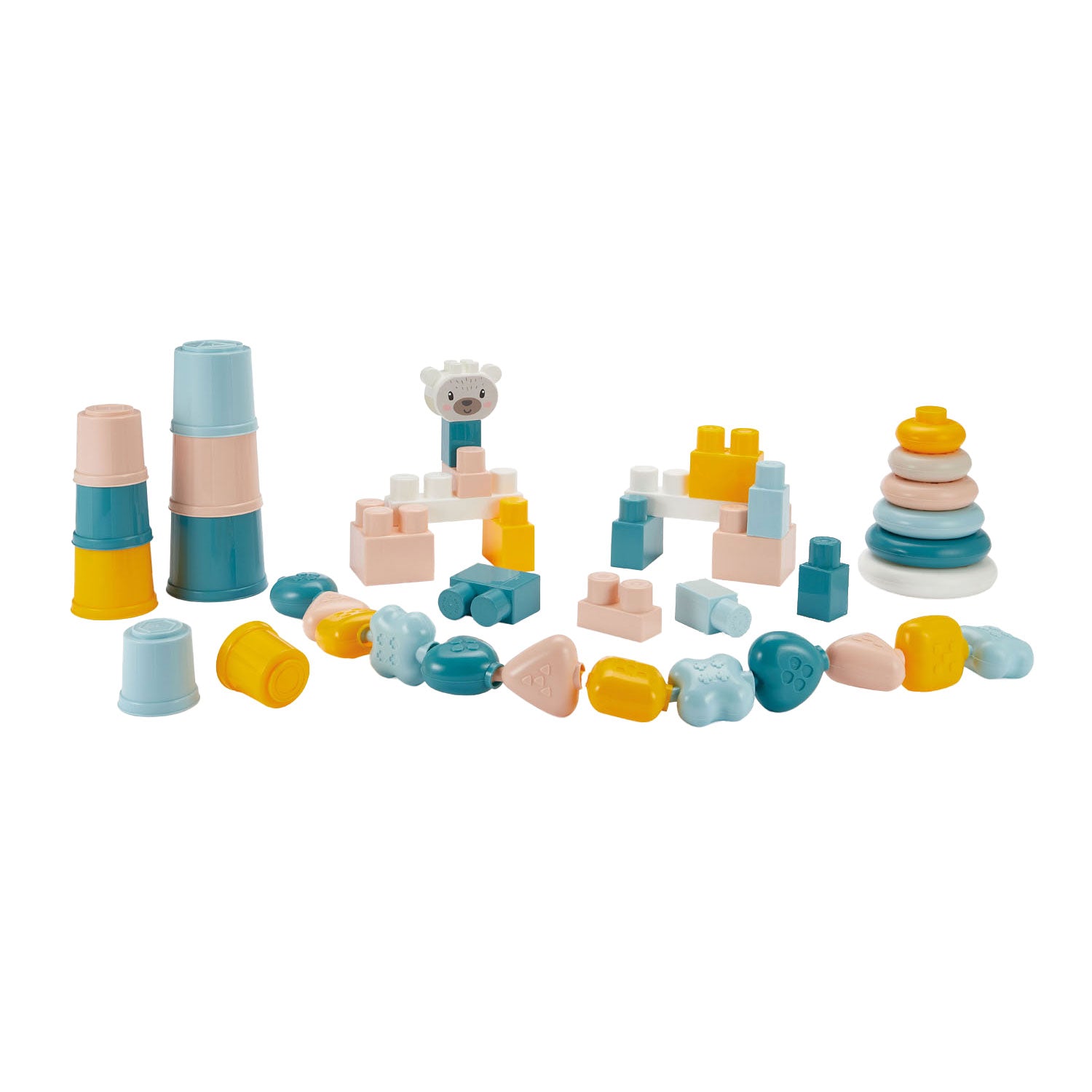 Ecoiffier abrick ecoiffier bb abrick babyspeelgoed 4in1 speelset in opbergbox - 41dlg.