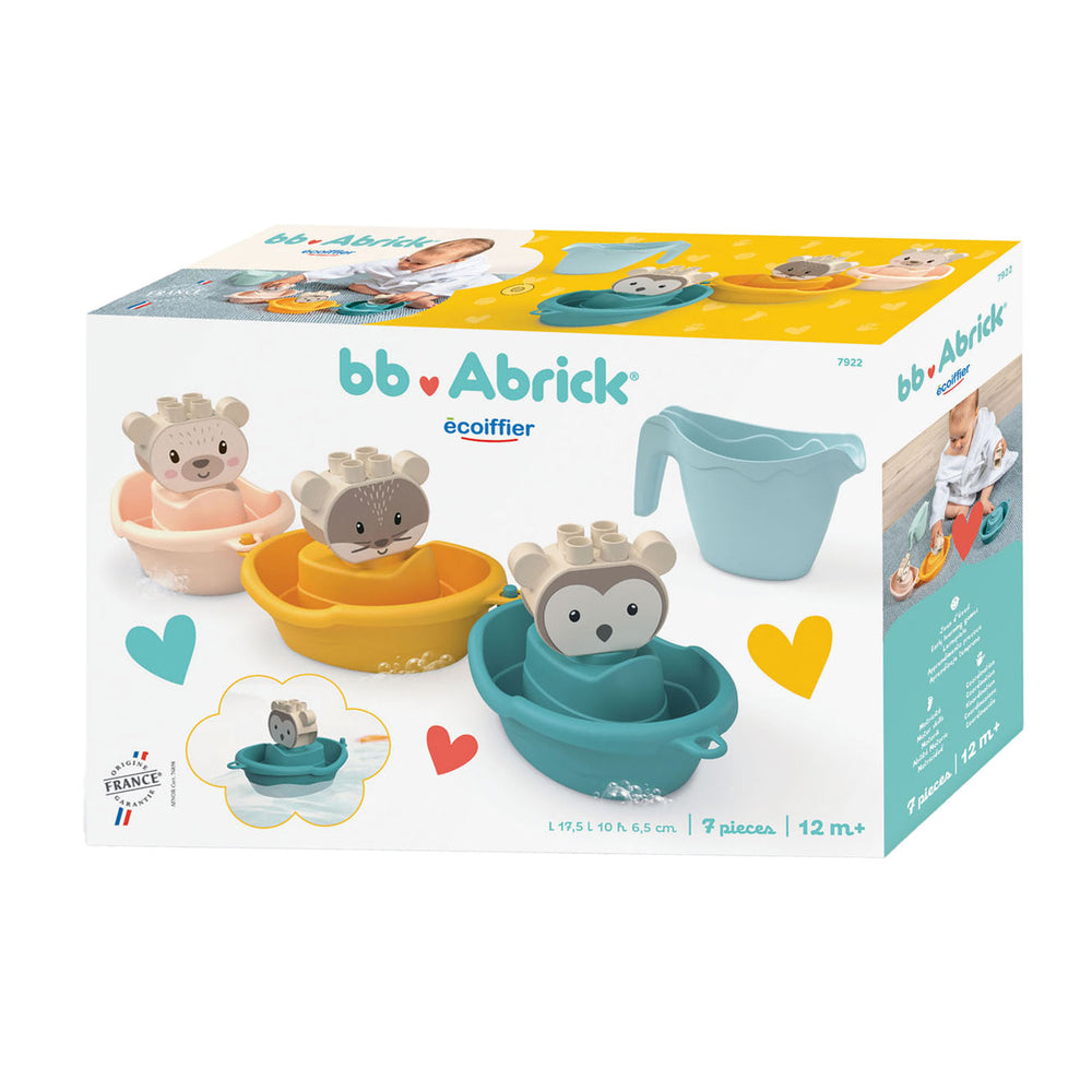 Abrick Ecoiffier Baby Bath Boat Animals with Watering Can - 7 pcs.