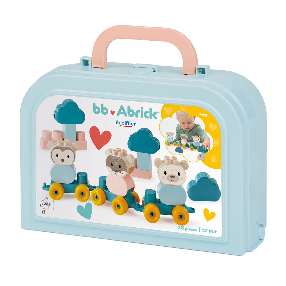 Abrick ecoiffier bb animal train bear with building blocks in case - 28 pcs.