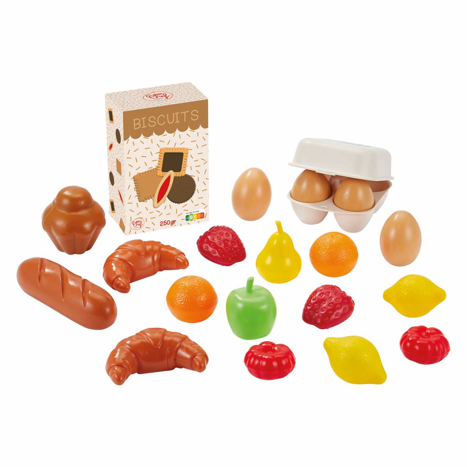Ecoiffier 100% chef winkelwagen met boodschappen