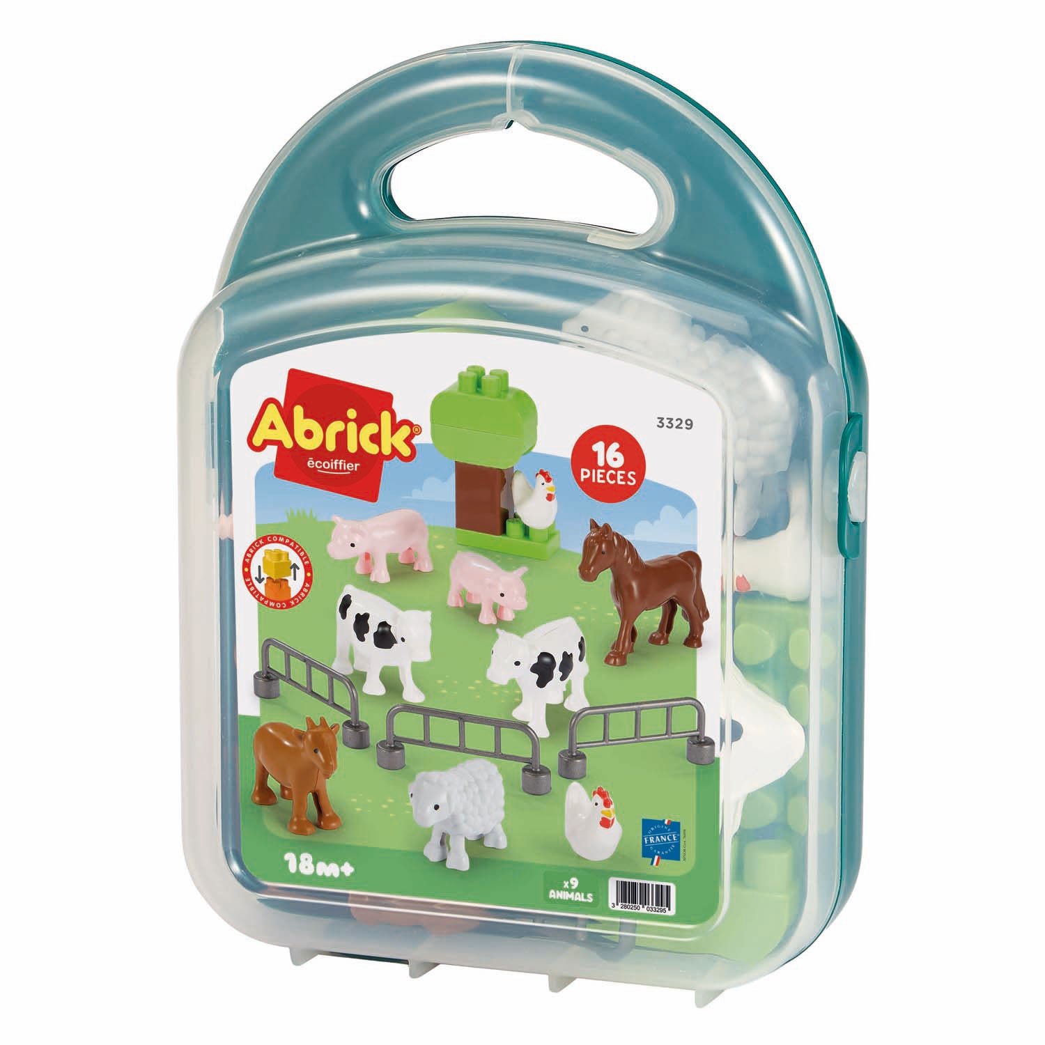 Ecoiffier abrick koffer met boerderijdieren - 16dlg.