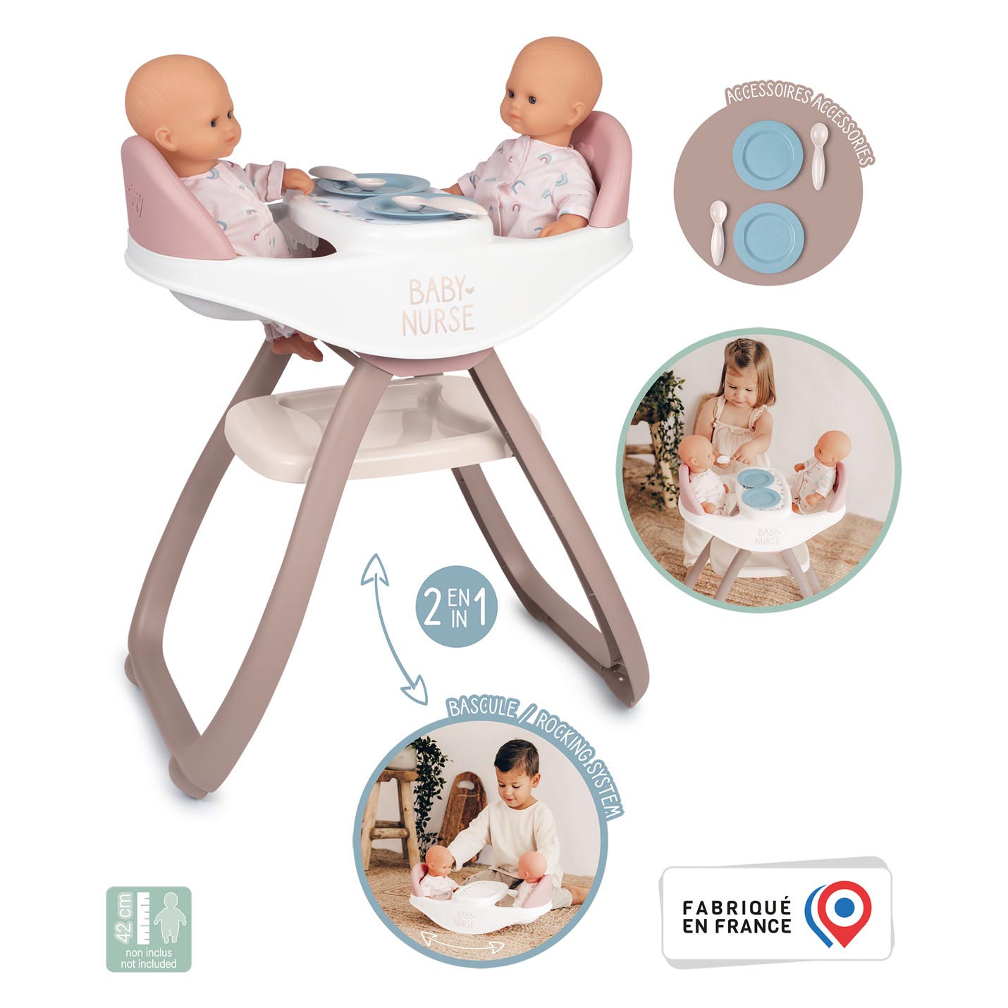 Smoby Baby Nurse Babystoel voor 2 poppen